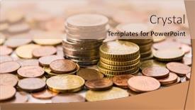  Presentation with piles - Presentation design with piles-of-euro-coins-money background and a lemonade colored foreground