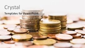  Presentation with piles - Amazing presentation design having piles-of-euro-coins backdrop and a white colored foreground