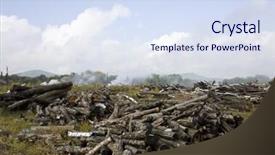  Presentation with piles - Presentation theme having piles of firewood and smoke background and a sky blue colored foreground