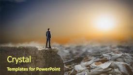  Presentation with piles - Slide set featuring piles of garbage back background and a tawny brown colored foreground