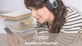  Presentation with audiobook - PPT layouts having piles of paper books background and a gray colored foreground