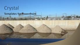  Presentation with piles - Colorful presentation design enhanced with piles of sand in the santa ana river in orange county california crews clean up the sand that collects in the concrete lined river for distribution to local beaches backdrop and a light blue colored foreground