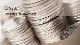  Presentation with perosnal growth - Cool new presentation theme with piles of silver coins financial backdrop and a  colored foreground