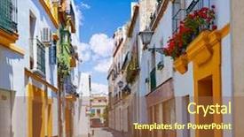  Presentation with pilgrim - PPT theme enhanced with pilgrim - triana barrio facades in seville background and a tawny brown colored foreground