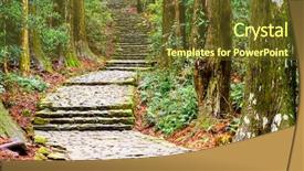  Presentation with unesco - Colorful slide deck enhanced with pilgrimage - kumano kodo at daimon-zaka backdrop and a tawny brown colored foreground