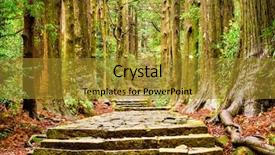  Presentation with pilgrimage - Theme having pilgrimage - kumano kodo trail at daimon-zaka background and a gold colored foreground