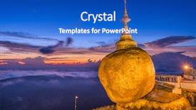  Presentation with rock - PPT theme having pilgrimage - kyaiktiyo myanmar at golden rock background and a cobalt blue colored foreground