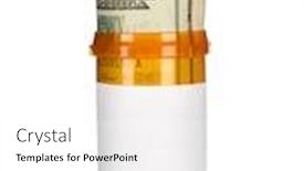  Presentation with pill bottle - Amazing slide set having pill-bottle-with-pills backdrop and a white colored foreground