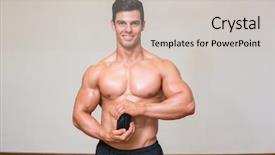  Presentation with builder - PPT theme featuring pill camera - portrait of male body builder background and a soft green colored foreground
