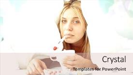  Presentation with woman sad - PPT theme having pill camera - portrait of sad woman background and a lemonade colored foreground