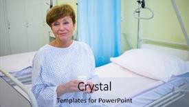  Presentation with moving patient to hospital bed - Slide deck enhanced with pill camera - portrait of senior patient sitting background and a  colored foreground