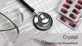  Presentation with capsules - Presentation theme enhanced with pill capsules resting on medical background and a light gray colored foreground