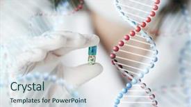  Presentation with dna structure - Audience pleasing PPT layouts consisting of pill in laboratory and dna backdrop and a sky blue colored foreground