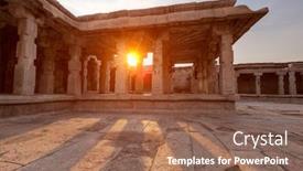  Presentation with hampi - Audience pleasing PPT theme consisting of pillared-porch-in-krishna-temple backdrop and a violet colored foreground