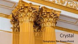  Presentation with greek columns - Colorful PPT theme enhanced with top part of pillar greek backdrop and a gold colored foreground