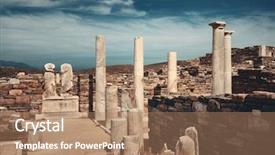  Presentation with greek pillars - Colorful theme enhanced with pillars in historical ruins backdrop and a coral colored foreground