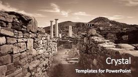  Presentation with greek pillars - Amazing PPT layouts having pillars in historical ruins backdrop and a tawny brown colored foreground