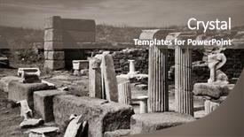  Presentation with greek pillars - Slide deck with pillars in historical ruins background and a gray colored foreground