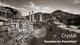  Presentation with island - Theme having pillars-in-historical-ruins background and a tawny brown colored foreground