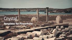  Presentation with island - Cool new slides with pillars-in-historical-ruins backdrop and a tawny brown colored foreground