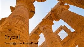  Presentation with karnak - Audience pleasing PPT theme consisting of pillars of the great hypostyle backdrop and a gold colored foreground