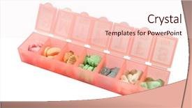  Presentation with pills - Beautiful slide set featuring pillbox assorted pills and candy backdrop and a  colored foreground