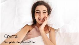  Presentation with photo - Beautiful PPT layouts featuring pillow after sleep or nap backdrop and a coral colored foreground