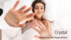  Presentation with photo - Slide deck with pillow after sleep or nap background and a  colored foreground