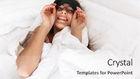  Presentation with lawyer client meeting wearing mask - PPT theme featuring pillow after sleep or nap background and a  colored foreground