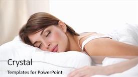  Presentation with swimming beautiful girl swims underwater - Theme enhanced with pillow sleeping - beautiful girl sleeps background and a  colored foreground