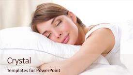  Presentation with bed - Presentation having pillow sleeping - beautiful girl sleeps background and a lemonade colored foreground