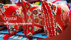  Presentation with qatar - Presentation theme featuring pillows-for-sale-at-market background and a red colored foreground