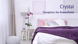  Presentation with coverlet - PPT theme enhanced with pillows in light modern room background and a sky blue colored foreground