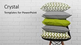  Presentation with white bricks - PPT layouts with pillows on chair on white background and a light gray colored foreground