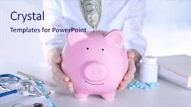  Presentation with rock band hands - PPT theme featuring future pills - doctor's hands with piggy bank background and a sky blue colored foreground