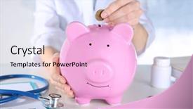  Presentation with piggy bank - Slide deck enhanced with future pills - doctor's hands with piggy bank background and a lemonade colored foreground