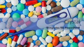  Presentation with abstract medical - Slide deck with pills-and-electronic-thermometer-37 background and a teal colored foreground