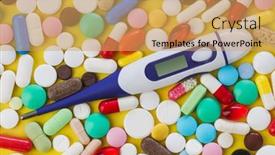  Presentation with abstract medical - PPT theme with pills-and-electronic-thermometer background and a yellow colored foreground