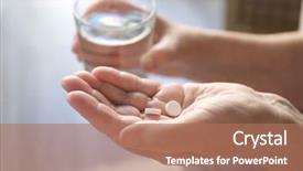  Presentation with filling water glass - Cool new PPT theme with pills and glass of water backdrop and a coral colored foreground