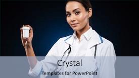  Presentation with black nurse - Beautiful slide deck featuring pills and looking camera backdrop and a light blue colored foreground