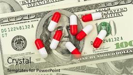  Presentation with pills money - PPT layouts featuring pills and money - business medical background background and a mint green colored foreground