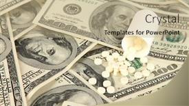 Presentation with pills money - Slide deck consisting of pills and money close-up background background and a mint green colored foreground