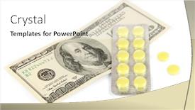 Presentation with pills money - Presentation consisting of pills and money isolated on white background and a white colored foreground