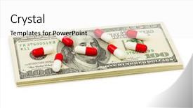  Presentation with pills money - Colorful slides enhanced with pills and money isolated on white background backdrop and a white colored foreground