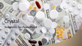  Presentation with pills money - Slide deck consisting of pills and money background and a light gray colored foreground