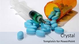  Presentation with syringe - Presentation theme having pills and syringe background and a light blue colored foreground