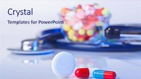  Presentation with medical pills - Presentation enhanced with pills and tablets macro still background and a sky blue colored foreground