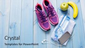  Presentation with clean water healthy concept - Audience pleasing PPT theme consisting of pills apple - fitness healthy concept shoes applewater backdrop and a light blue colored foreground