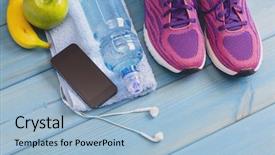  Presentation with health and fitness - Cool new presentation theme with pills apple - fitness healthy concept shoes applewater backdrop and a light blue colored foreground