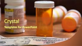  Presentation with pills money - Colorful slide set enhanced with pills bottles and money backdrop and a  colored foreground